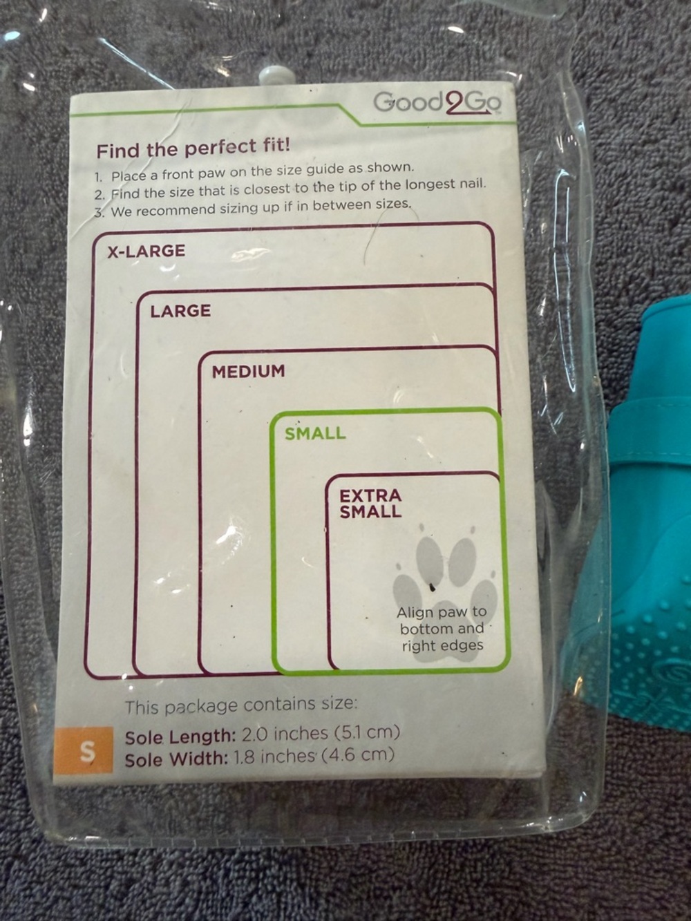Good2Go Teal Waterproof Dog Boot Pair - Picture 2 of 5